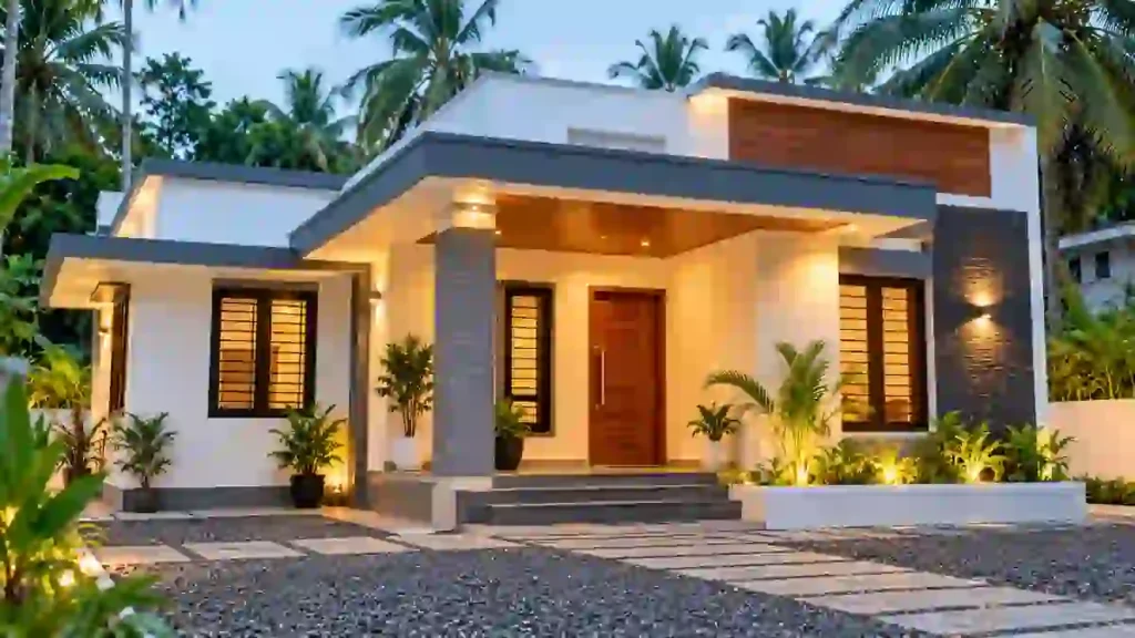 Modern Kerala Home Under ₹8 Lakhs with compact contemporary house design