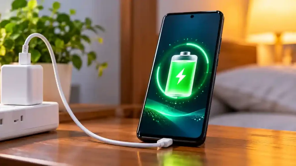 Battery Charge Alert App showing smartphone charging notification