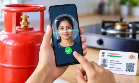 LPG Gas e-KYC Online using a mobile phone for Aadhaar face authentication